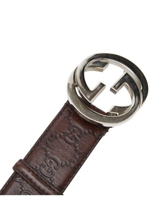 Gucci GG Pattern Interlocking Belt 90 36 Brown Leather main image 4